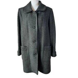 Vintage Fen‑Nelli “Mona Lisa” Wool Coat — Leather Trim & Signature Stitching 18W